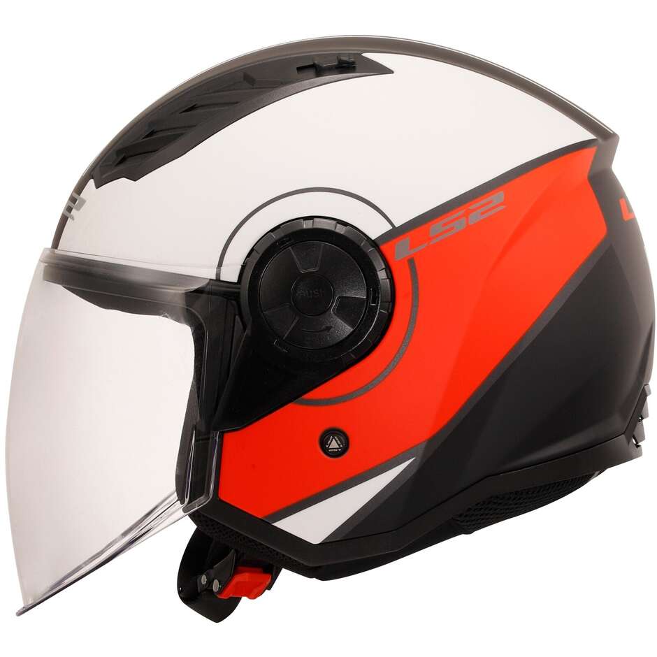 Motorrad Jethelm Ls2 OF616 AIRFLOW 2 COVER Weiß Rot Matt