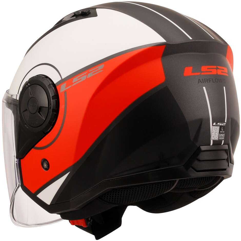 Motorrad Jethelm Ls2 OF616 AIRFLOW 2 COVER Weiß Rot Matt