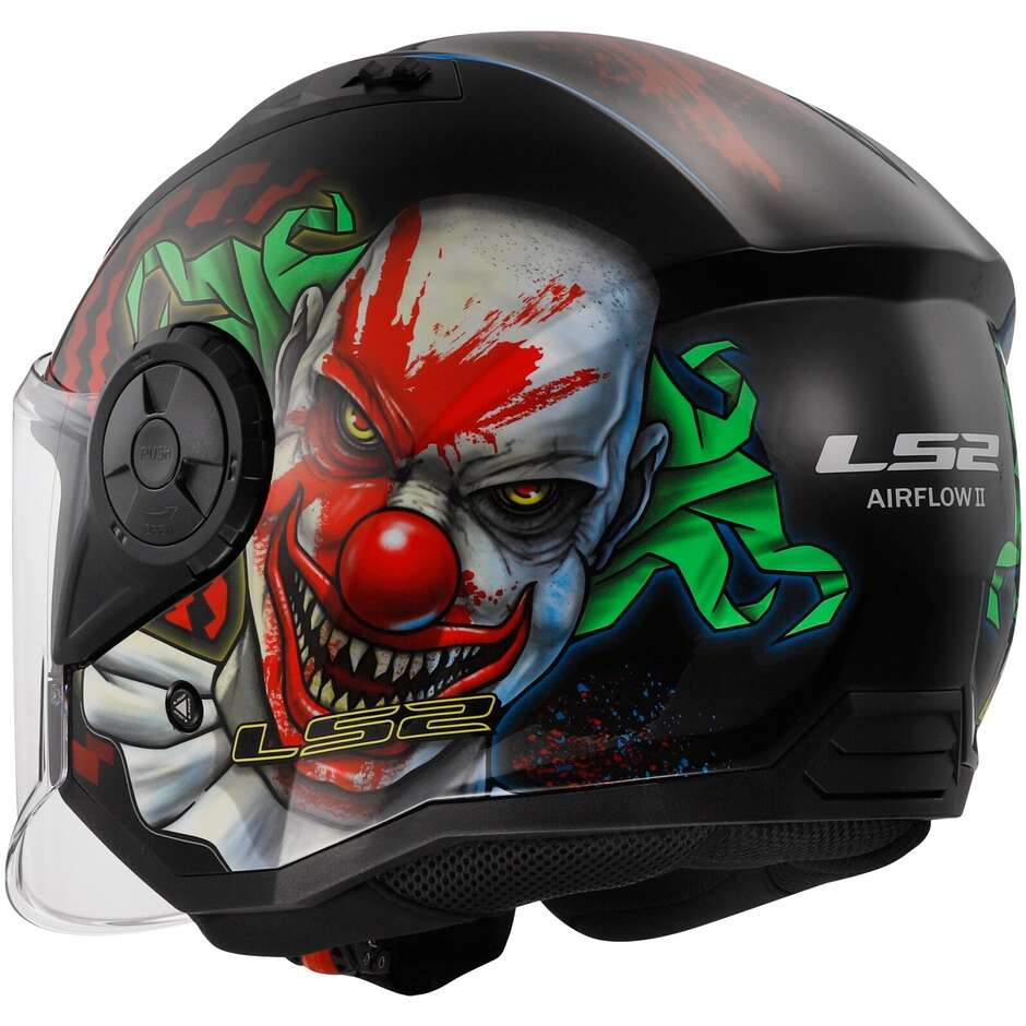 Motorrad-Jethelm Ls2 OF616 AIRFLOW 2 HAPPY DREAMS Schwarz glänzend
