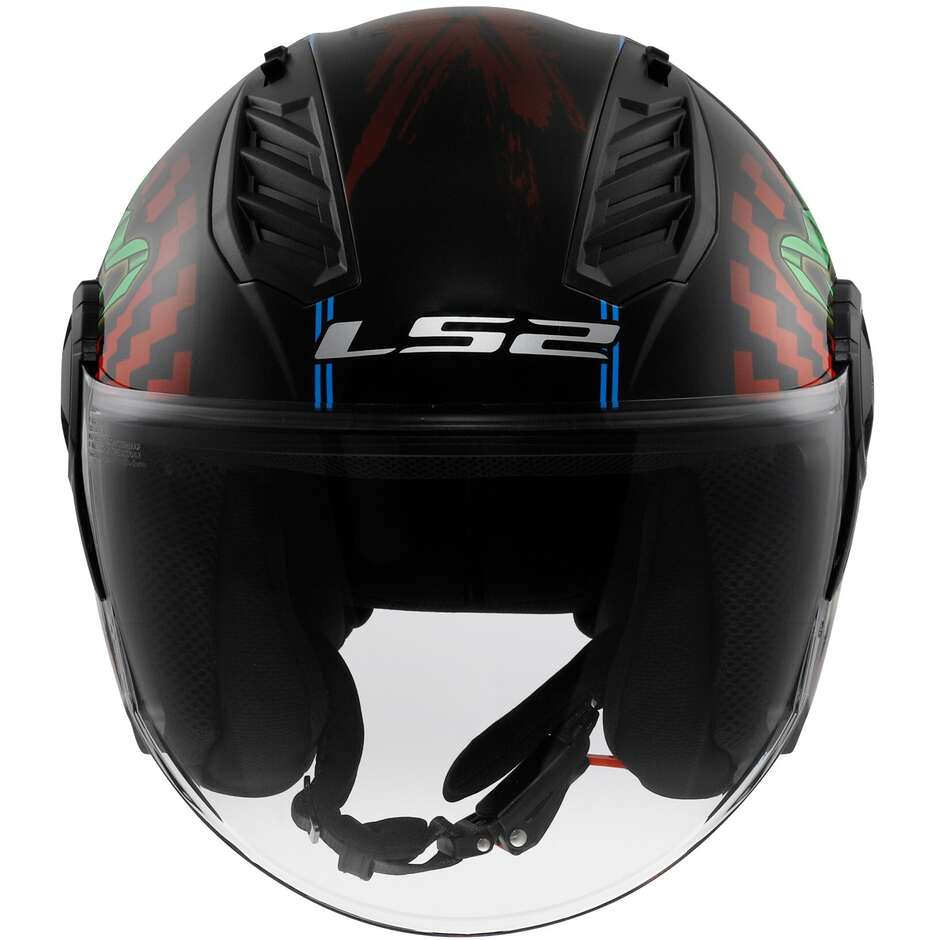 Motorrad-Jethelm Ls2 OF616 AIRFLOW 2 HAPPY DREAMS Schwarz glänzend