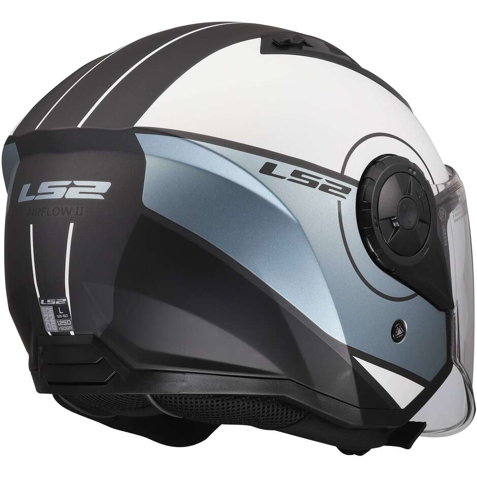 Motorrad-Jethelm LS2 OF616 AIRFLOW II COVER Grau Blau