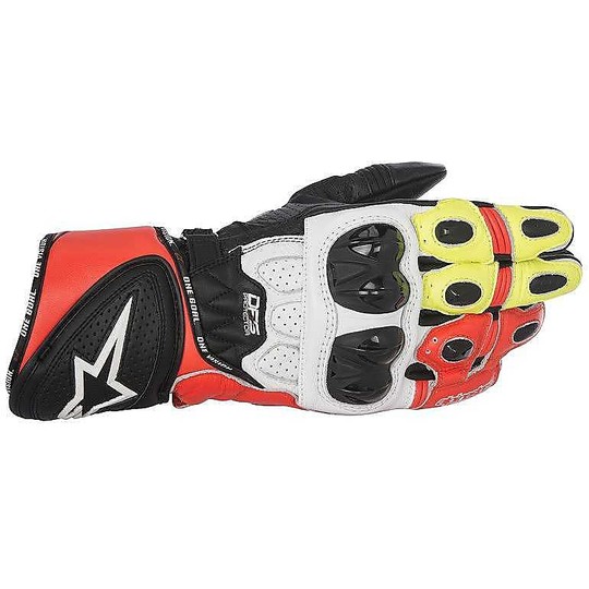 Motorrad-Leder Racing Handschuhe Alpine GP Plus-R Blacks Weiß Rot Gelb