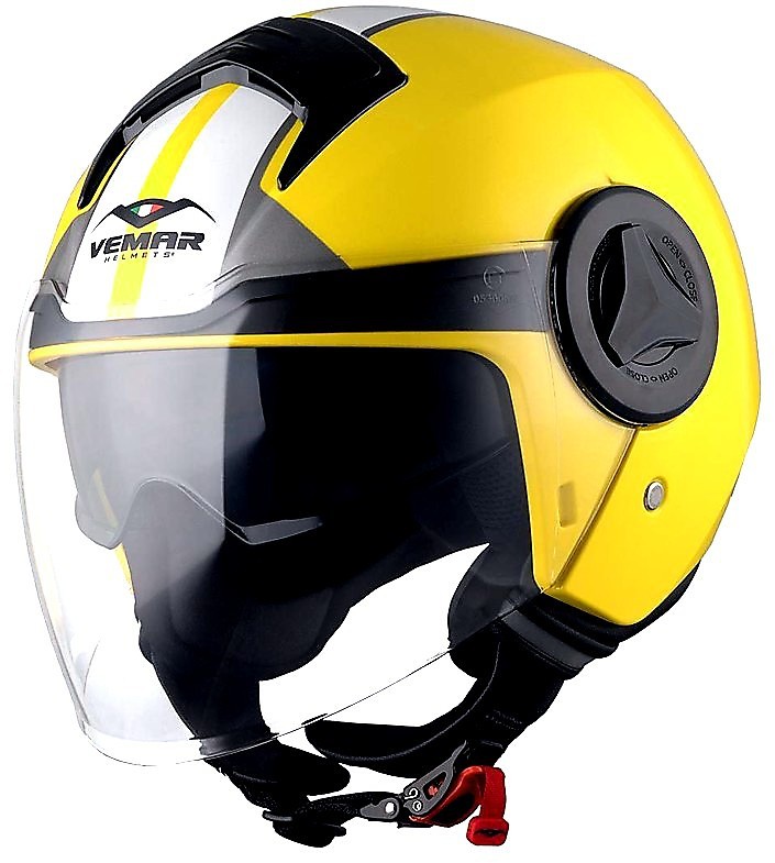 Visier / Schirm Für Gasoline Jet-Helm, Gelb, Mit 3 Druckknöpfen – Für Roller & Motorrad