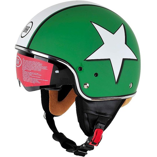 Motorrad-Sturzhelm Jet Jahrgang mit Visor Inner Bhr 802 Green Star