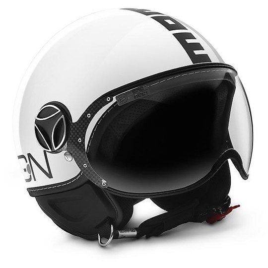 Motorrad-Sturzhelm Jet Momo Design Figther Klassisches Weiß glänzend schwarz