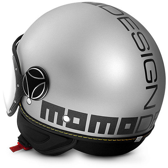 Motorrad-Sturzhelm Jet Momo Design Modell Kämpfer Alter Alluminuium Frost Schwarz