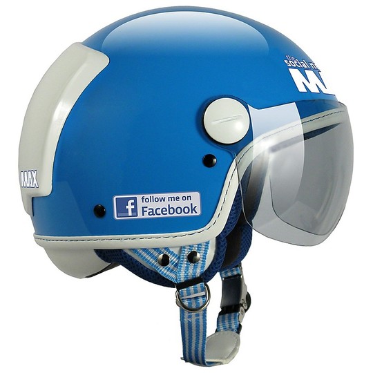 Motorrad-Sturzhelm Jet New Max Facebook The Social Network Turquoise Lucido