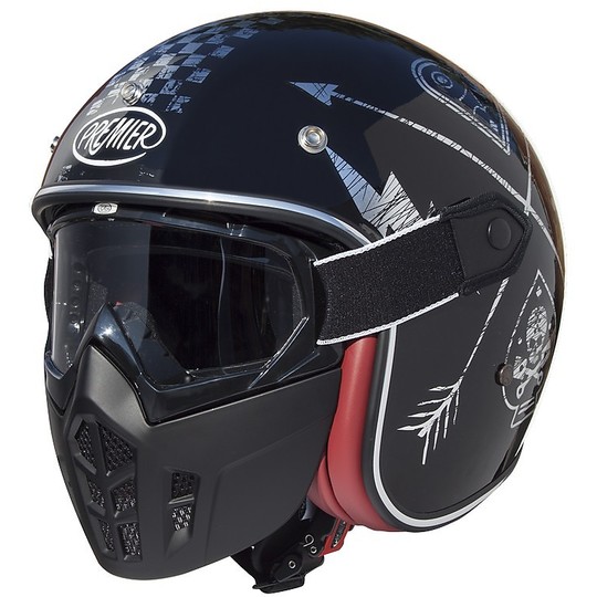 Motorrad-Sturzhelm Jet Premier Vintage-Fiber Mask NX Silber Verchromte