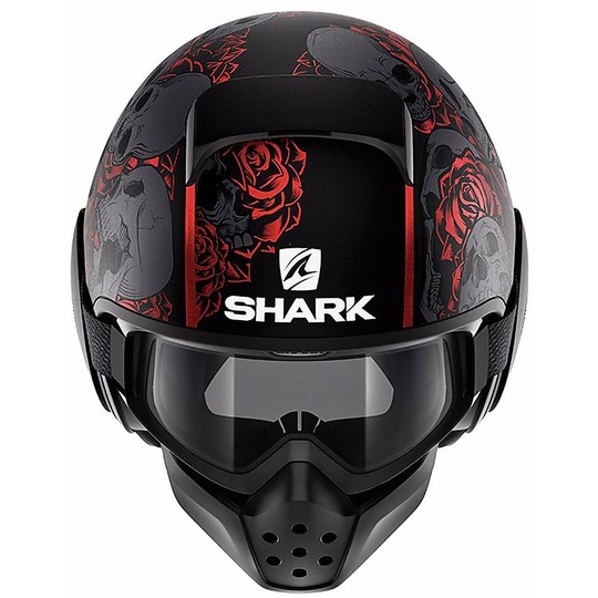 Motorrad-Sturzhelm Jet Shark DRAK SANCTUS Mat Nerro Red
