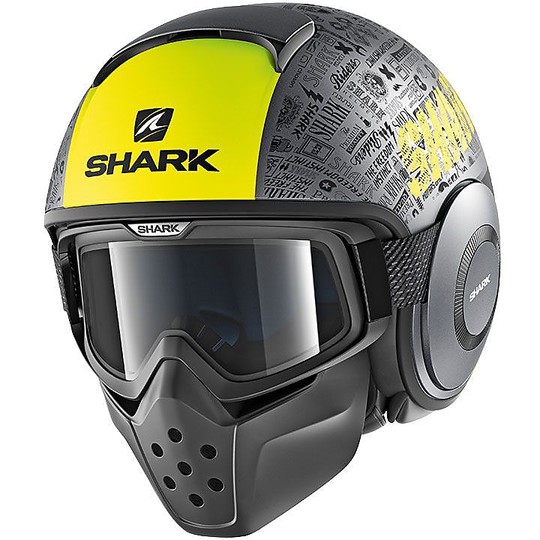 Motorrad-Sturzhelm Jet Shark DRAK TRIBUTE RM Anthrazit Yellow Opaque