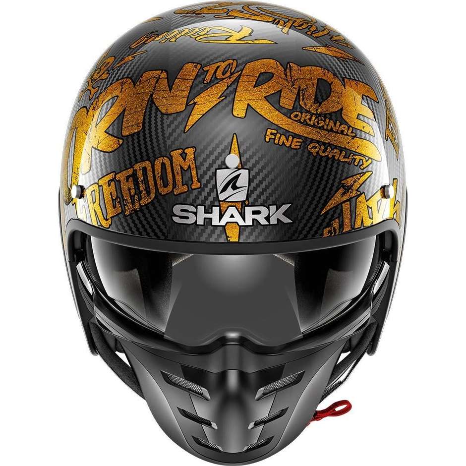 Motorrad-Sturzhelm Jet Shark S-DRAK FREESTYLE CUP Carbon-Gold-