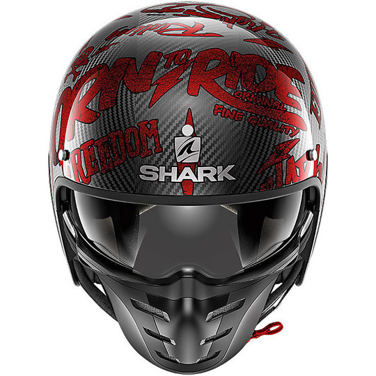 Motorrad-Sturzhelm Jet Shark S-DRAK FREESTYLE CUP Carbon-Rot