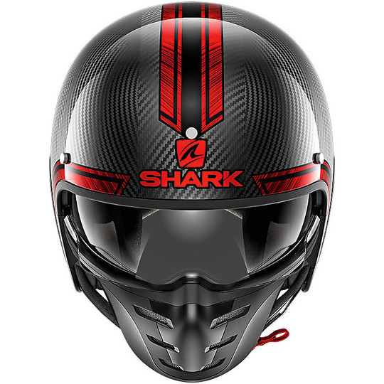 Motorrad-Sturzhelm Jet Shark S-DRAK WON Carbon-Chrom Red