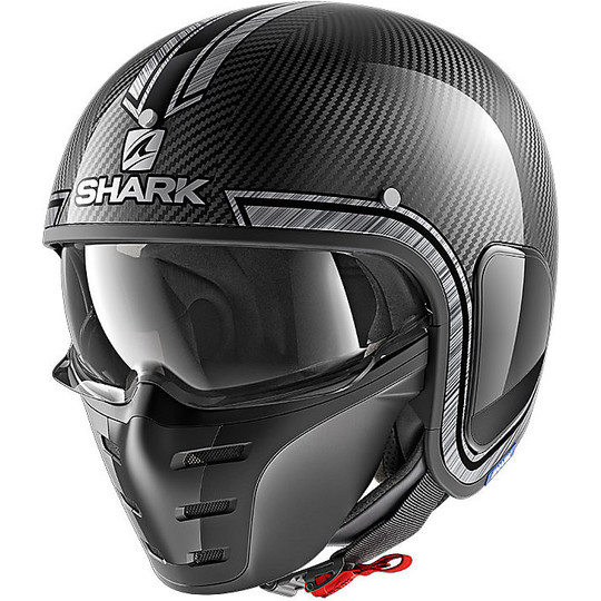 Motorrad-Sturzhelm Jet Shark S-DRAK WON Carbon-Chrom-Silber