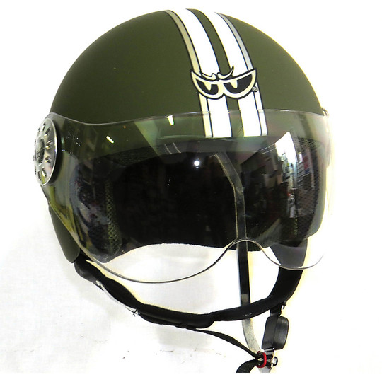 Motorrad-Sturzhelm mit Masken-Jet Berik SY3 Armee-Grün Matt
