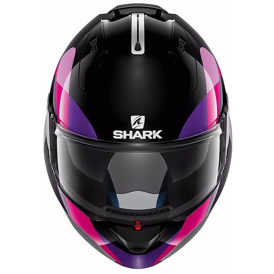 Motorrad-Sturzhelm Modular Shark Evo-One PRIYA Schwarz Fuchsia geöffnet werden