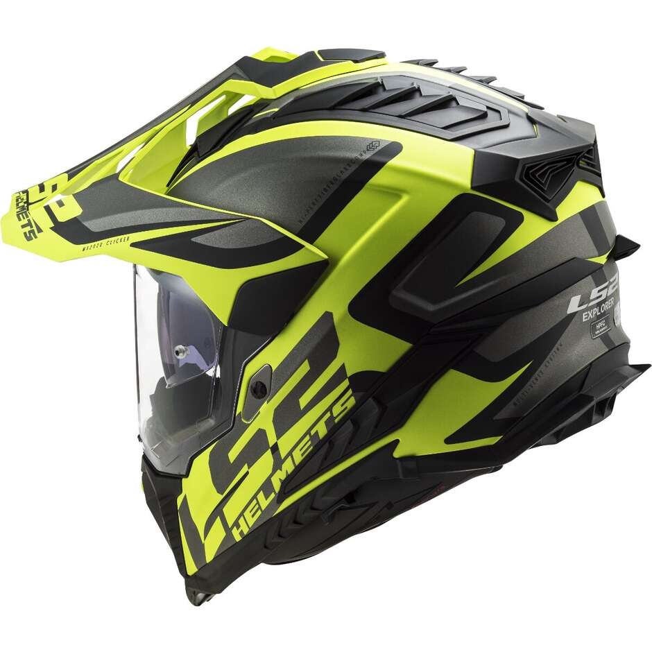Motorrad-Tourismushelm Ls2 MX701 EXPLORER HPFC ALTER Mattschwarz Fluo Gelb