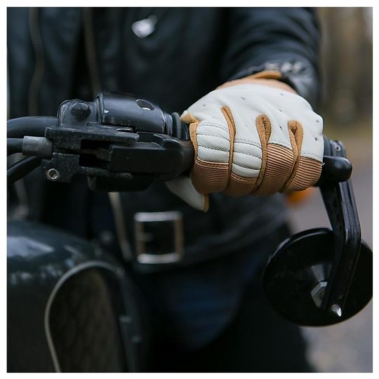 Motorradhandschuhe aus Leder und Biltwell Stoff Modell Bantam White Leather
