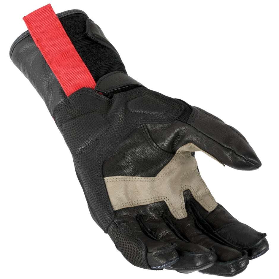 Motorradhandschuhe Macna Brawler RTX Taupe Schwarz Rot