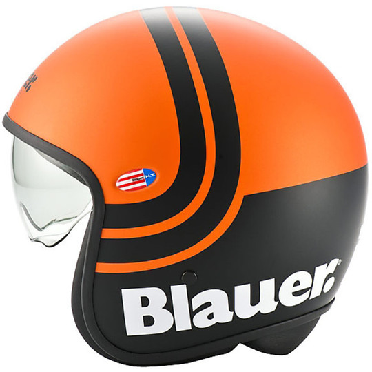 Motorradhelm Blauer Jet Pilot 2.0 Multicolor Black Matte orange
