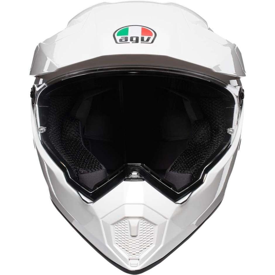 Motorradhelm Cross Enduro Carbon AGV AX9 Mono Glossy White