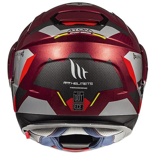 Motorradhelm Doppelvisier MT Helm ATOM SV TRANSCEND F5 Rot glänzend