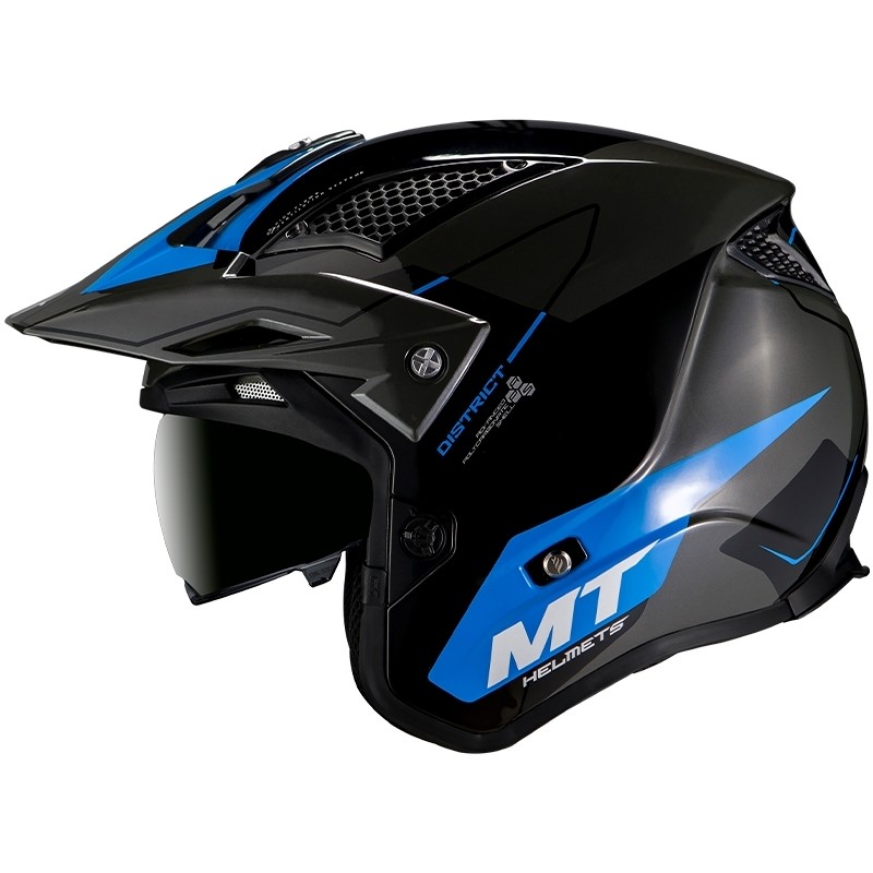 Motorradhelm Helm Trial MT Helme DISTRICT Summit H7 Glossy Blue