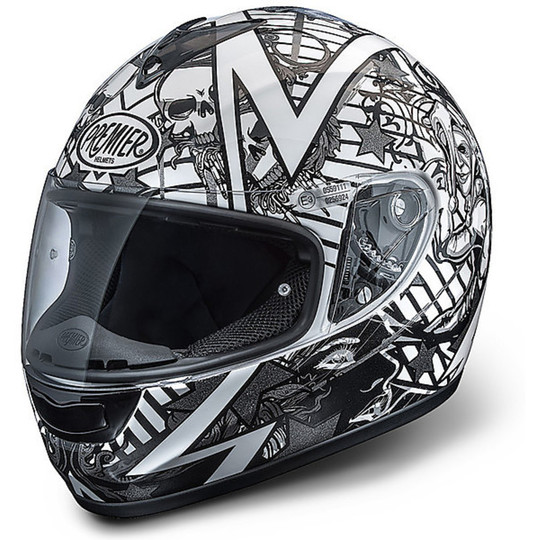 Motorradhelm Integral Modell Monza Premeir Faserfärbung AR6 Weiß-Grau