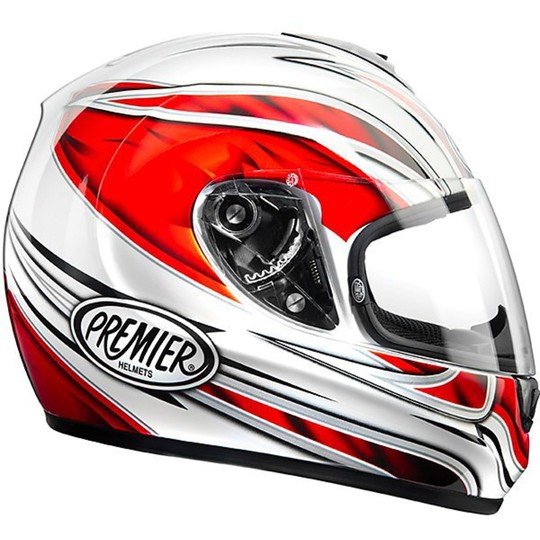 Motorradhelm Integral Modell Monza Premeir Fiber Coloring G2 Weiß-Rot