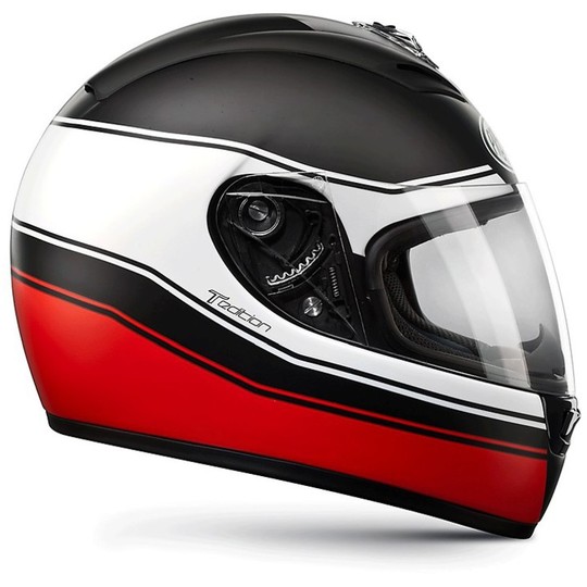 Motorradhelm Integral Premier Anniversary Style TT2 Coloring Schwarz-Weiß-Rot Opaque
