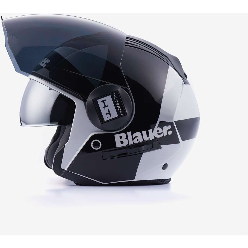 Motorradhelm Jet Blauer Doppelvisier Real Graphic A Weiß Schwarz