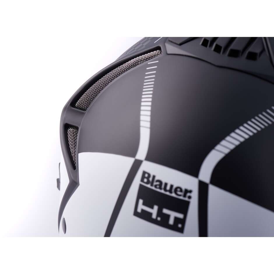 Motorradhelm Jet Blauer Doppelvisier Real Graphic B Weiß Schwarz