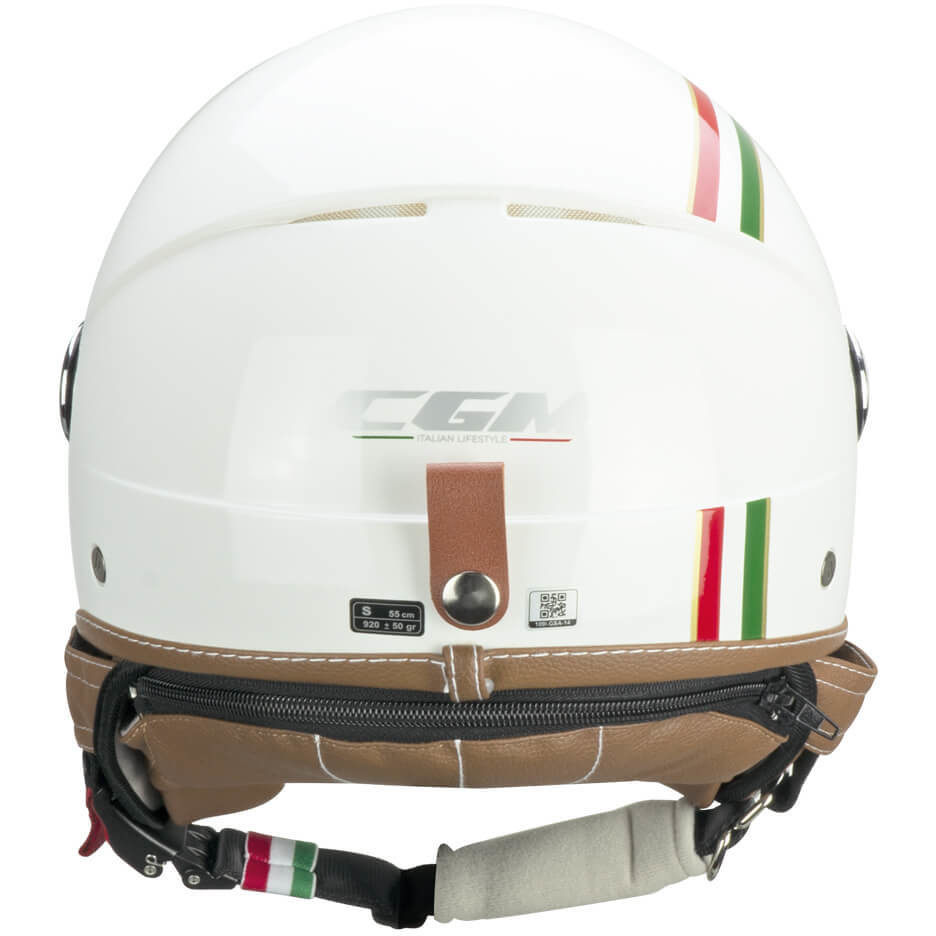 Motorradhelm Jet CGM GLOBO Italien Weiß Grün Rot Geformtes Visier