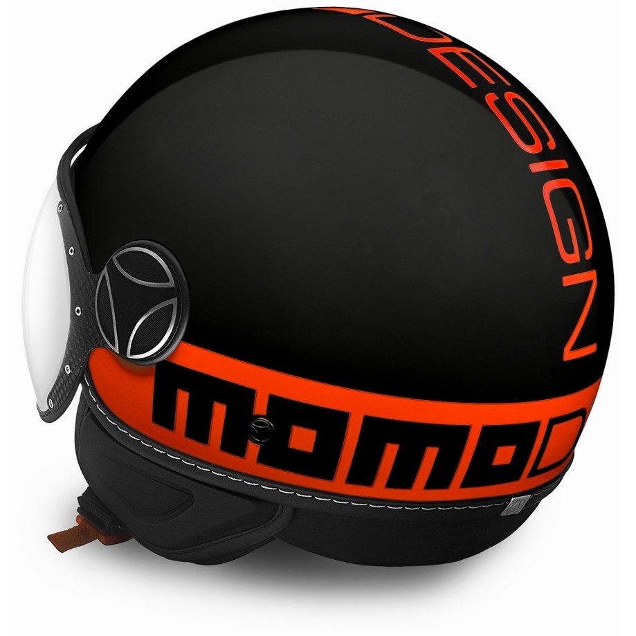 Motorradhelm Jet Momo Design Kämpfer FGTR FLUO Matt Schwarz Fluo Orange
