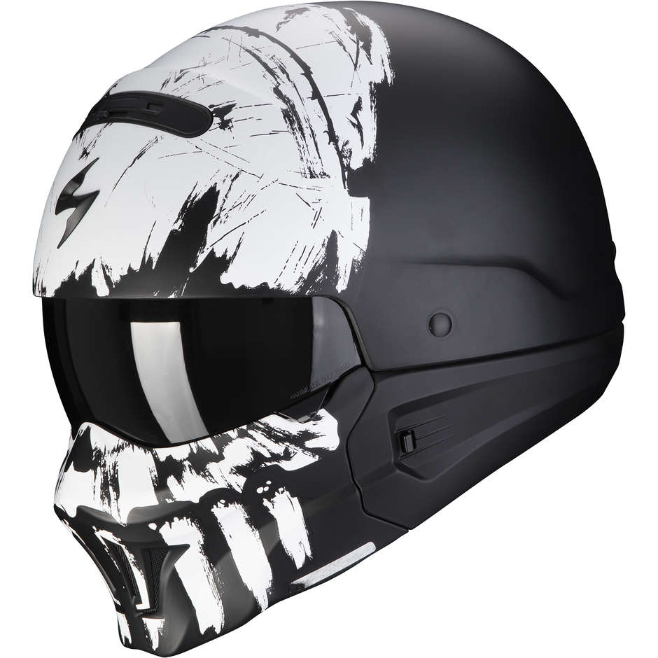 Motorradhelm Jet Scorpion EXO-COMBAT EVO Marauder Matt Schwarz Weiß