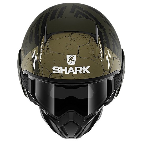 Motorradhelm Jet Shark STREET-DRAK Crower Mat Grün Schwarz