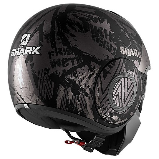 Motorradhelm Jet Shark STREET-DRAK Crower Mat Schwarz Anthrazit Matt Silber