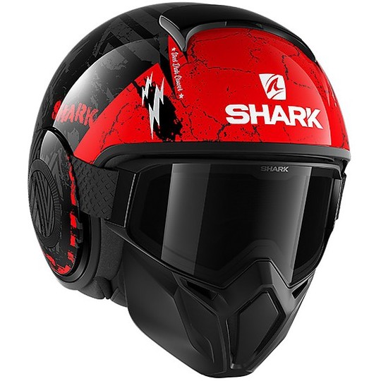 Motorradhelm Jet Shark STREET-DRAK Crower Schwarz Anthrazit Rot