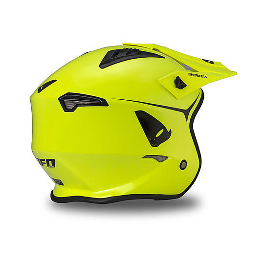 Motorradhelm Jet Trial Ufo Sheratan Monochrom Gelb Neon