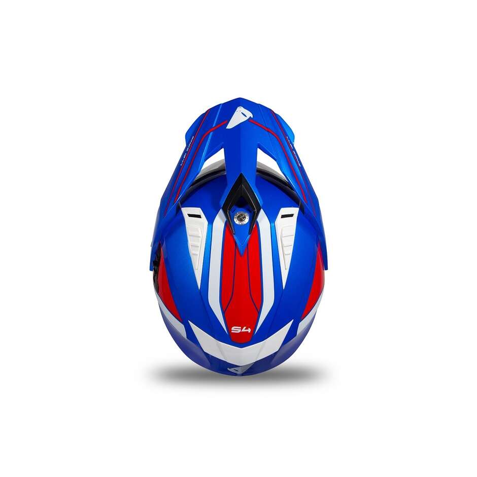 Motorradhelm Tourer / Crossover Ufo ARIES Blau Rot Weiß Glänzend