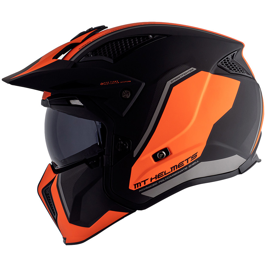 Motorradhelm Trial Mt Helm STREETFIGHTER Exrta Sv TWIN C4 Orange Fluo Opak