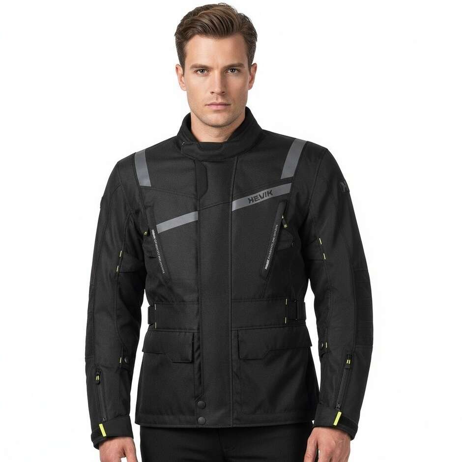Motorradjacke aus schwarzem Stoff von Hevik Touring STELVIO LIGHT 