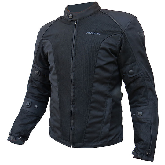 Motorradjacke Sommer Gewebe Prexport Eclipse-Schwarz Perforierte Wasserdicht