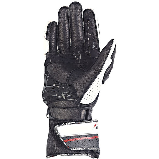 Motorradsport Handschuhe Ixon RS Rallye HP Leder Schwarz Weiß Schwarz Rot