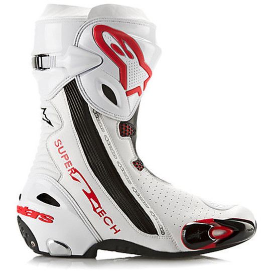 Motorradstiefel Racing Alpinestar SUPERTECH R belüftet Stiefel Weiß Rot