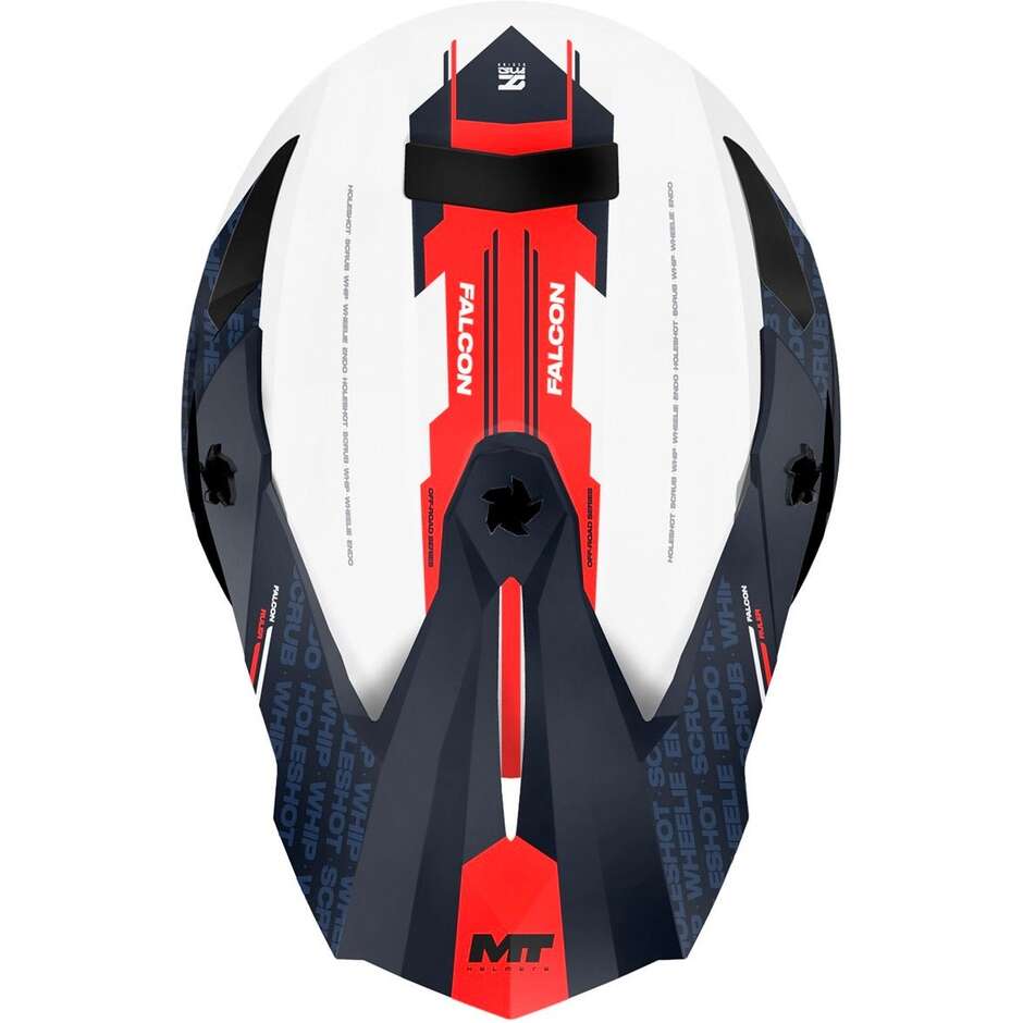 MT Helmet FALCON S RULER A15 Blau Weiß Rot Glänzend Cross Enduro Motorradhelm