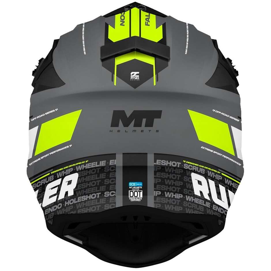 Mt Helmet FALCON S RULER C2 Motocross Enduro Helmet Fluorescent Yellow Matte Grey