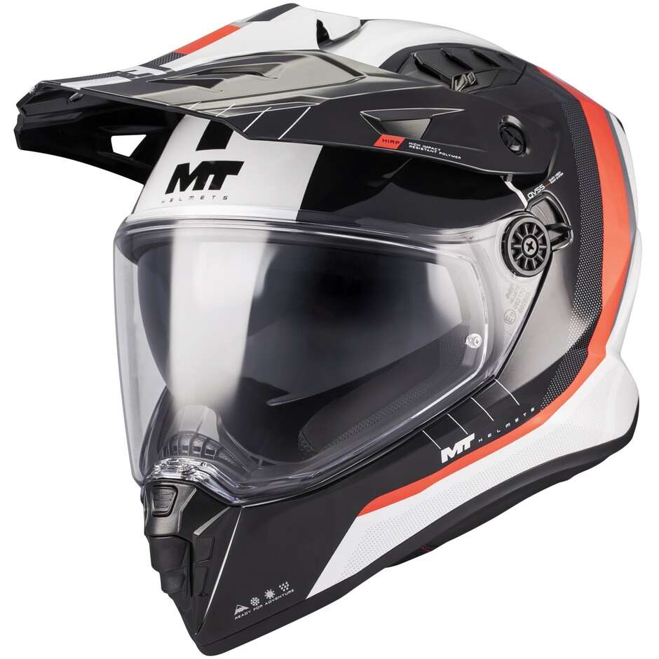 Mt Helmet TRACK SV NOMAND A15 Off Road Full Face Motorcycle Helmet White Orange Black Gloss