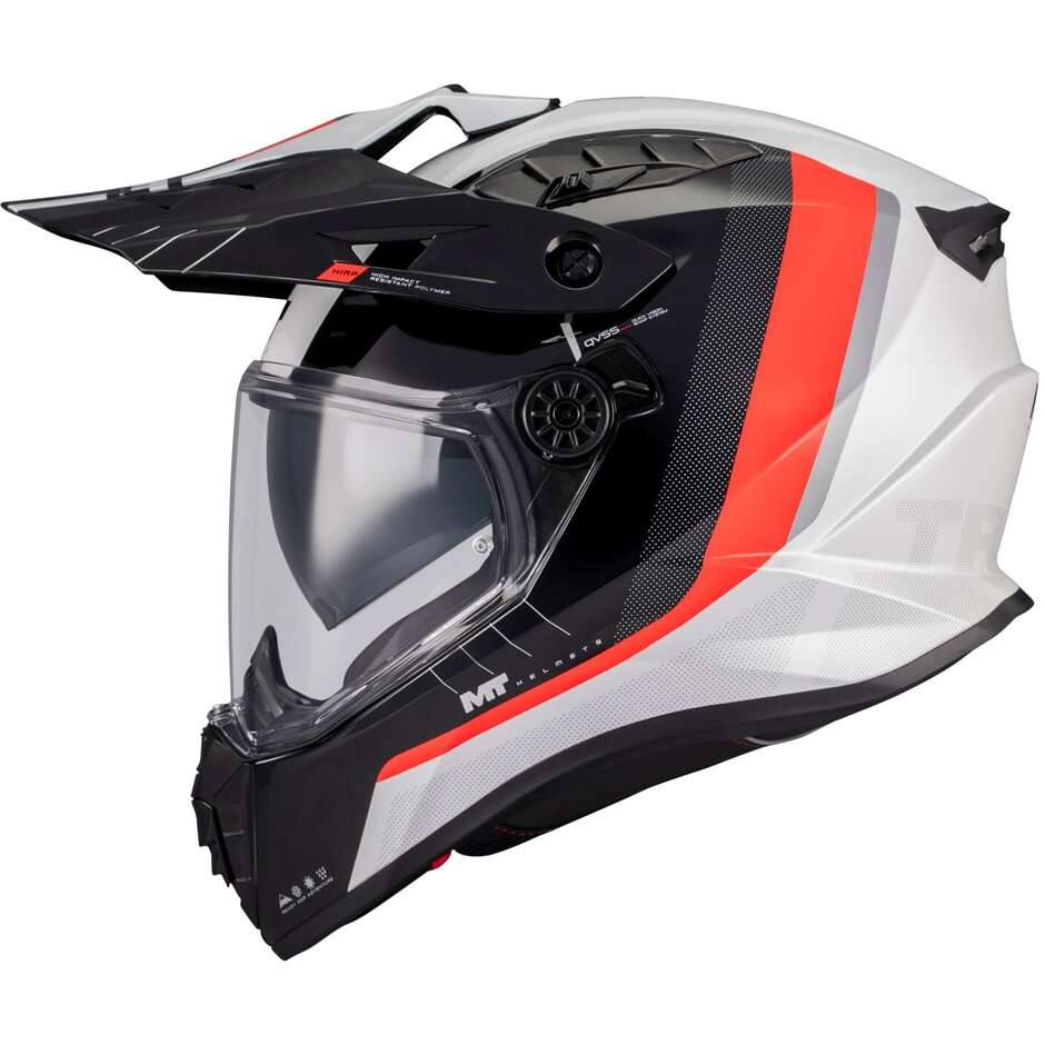 MT Helmet TRACK SV NOMAND A15 Offroad-Integralhelm, Weiß, Orange, Schwarz, Glänzend