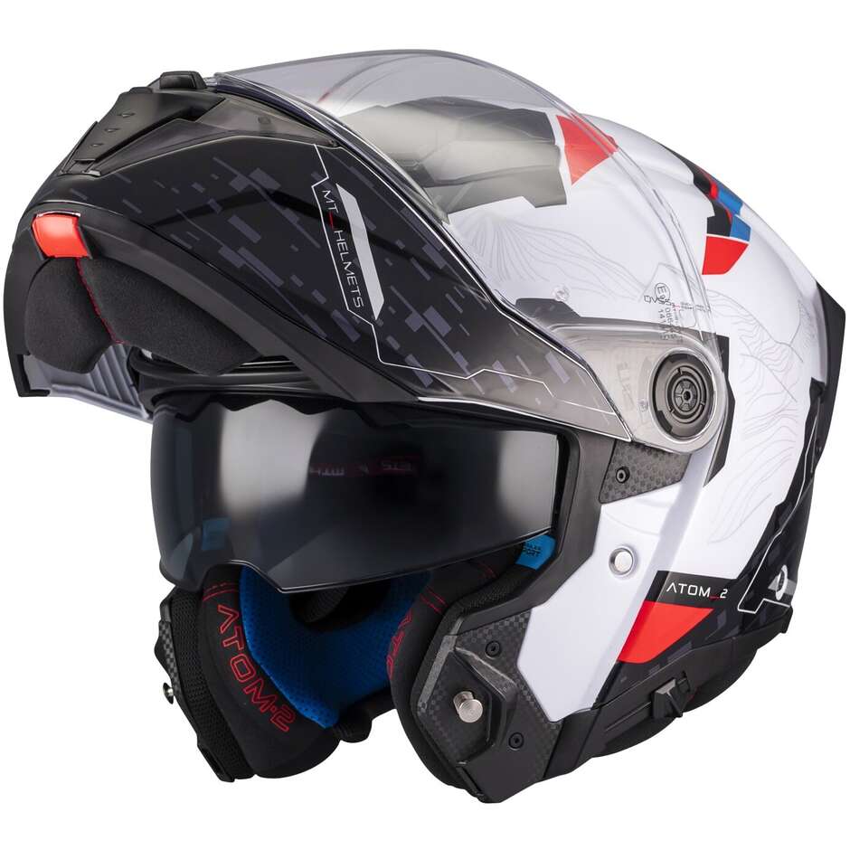 Mt Helmets ATOM 2 SV HIGHLANDS A7 Modular Motorcycle Helmet P/J White Blue Red Gloss
